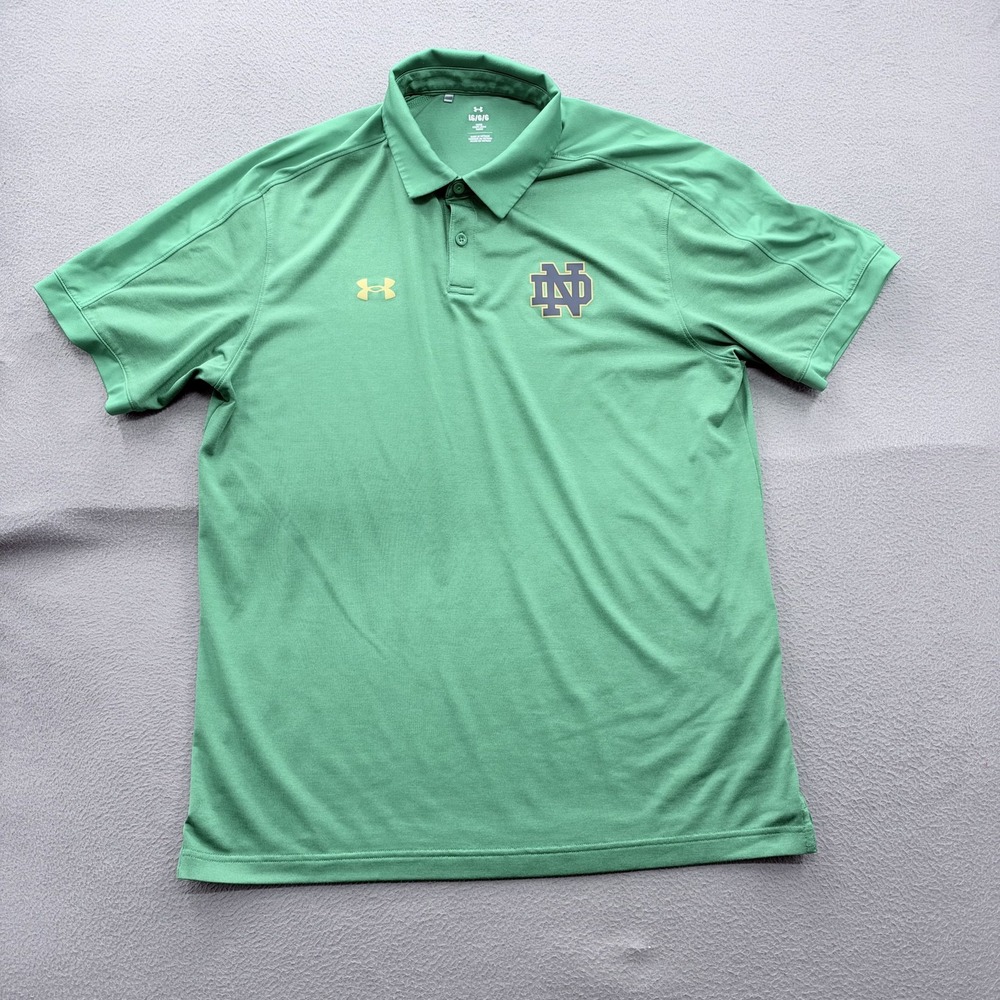 Notre Dame Fighting Irish Shirt Mens Large Green NCAA Golf Polo Under Armour